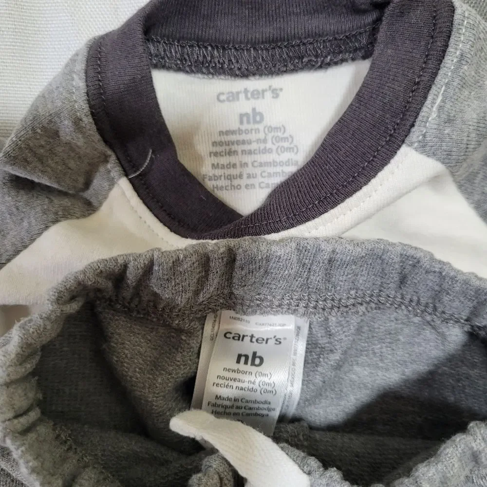 Carter's Size Newborn Gray and White Animal Outfit